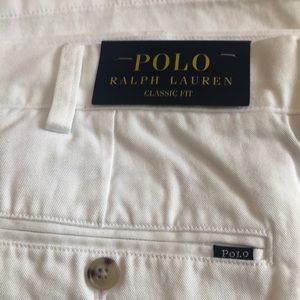 Mens Polo Ralph Lauren White Flat Front Pants